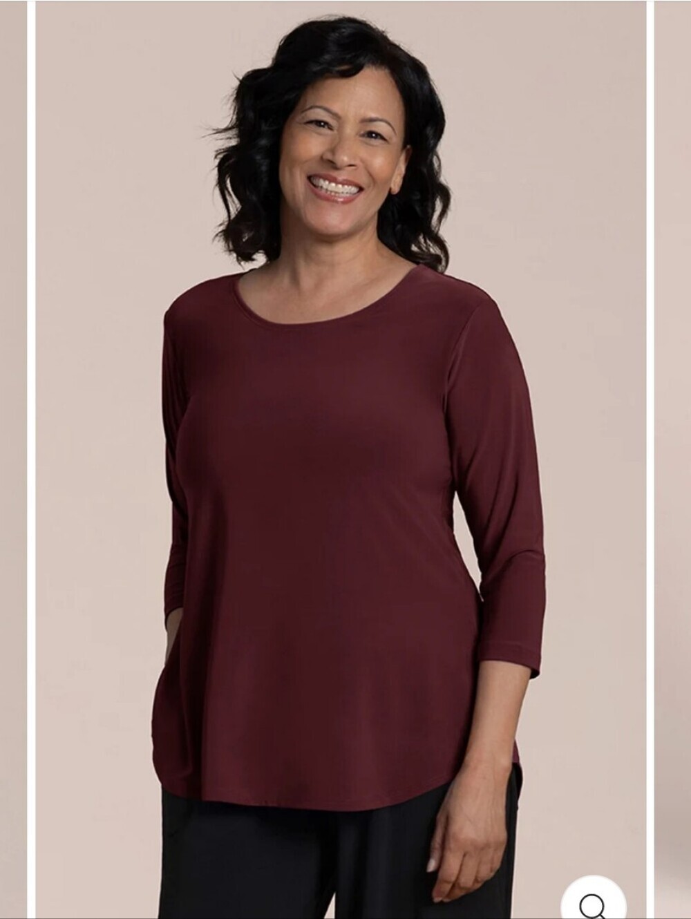 NWT Sympli True T Crewneck 3/4 Sleeve Top in Bordeaux